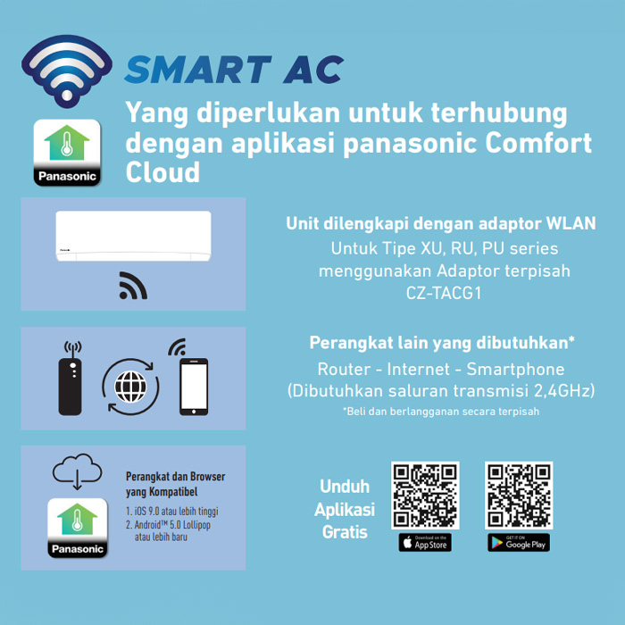Panasonic AC Wall Mounted Split Standard Inverter Si-Biru 1 PK - CS/CU PU9AKJ
